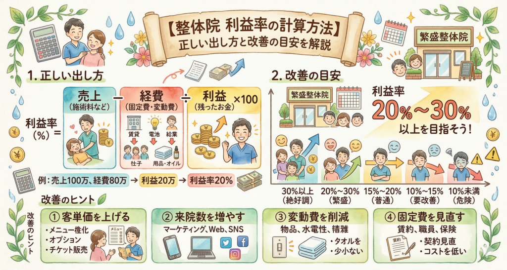 【整体院 利益率の計算方法】正しい出し方と改善の目安を解説