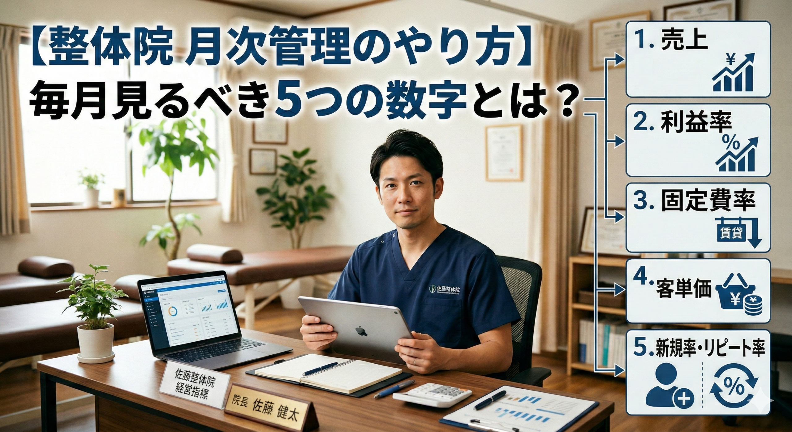 【整体院 月次管理のやり方】毎月見るべき5つの数字とは？