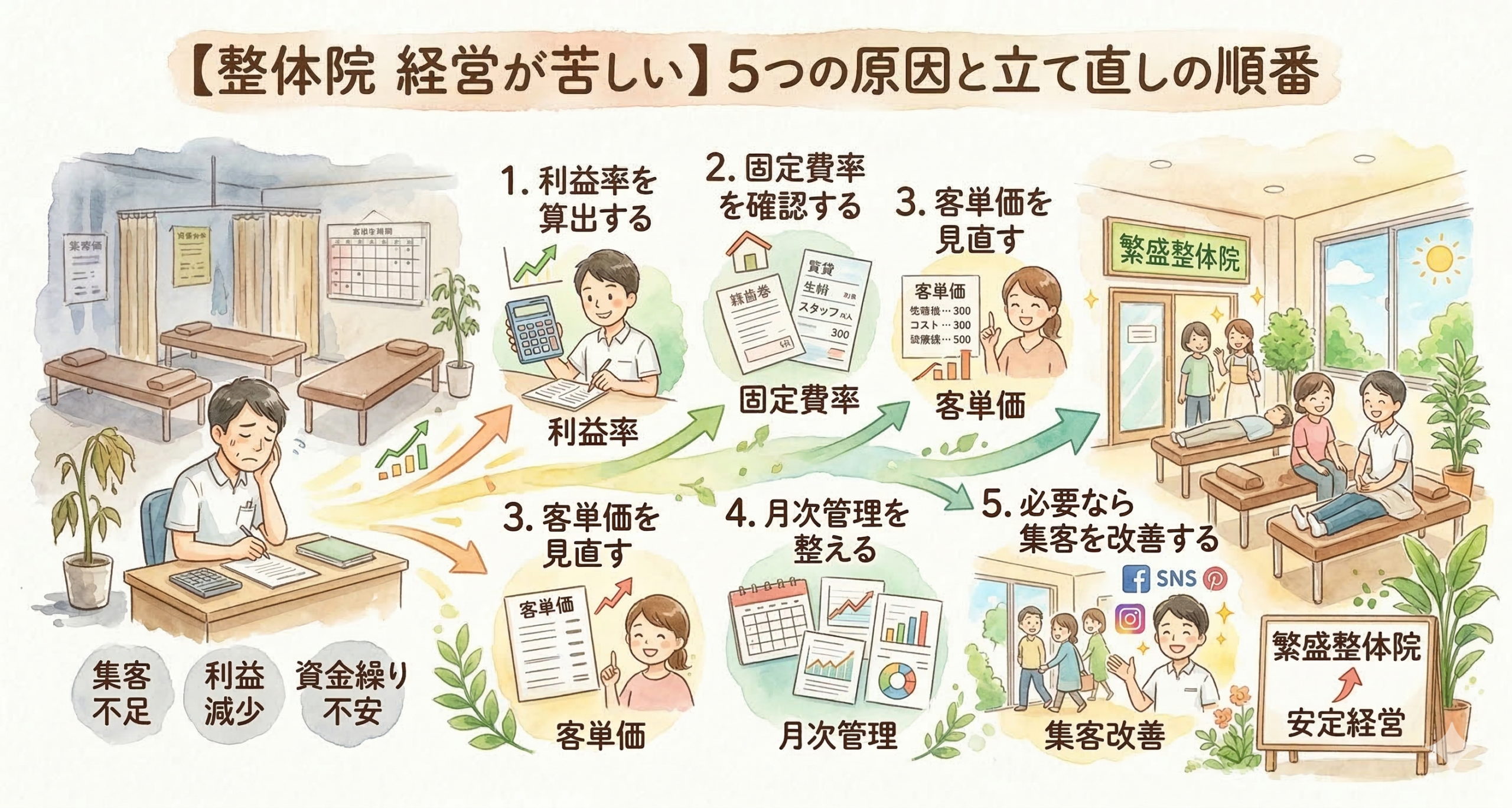 【整体院 経営が苦しい】5つの原因と立て直しの順番